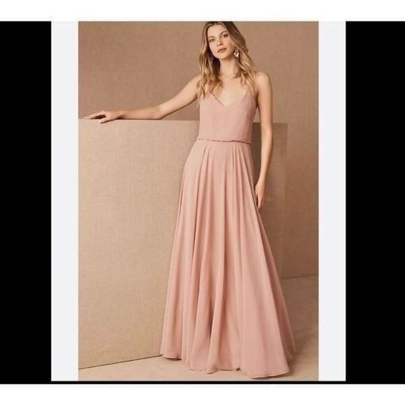 Anthropologie Jenny Yoo BLHDN Inesse Dusty Pink Mauve Formal Gown Dress 6 8 10 M